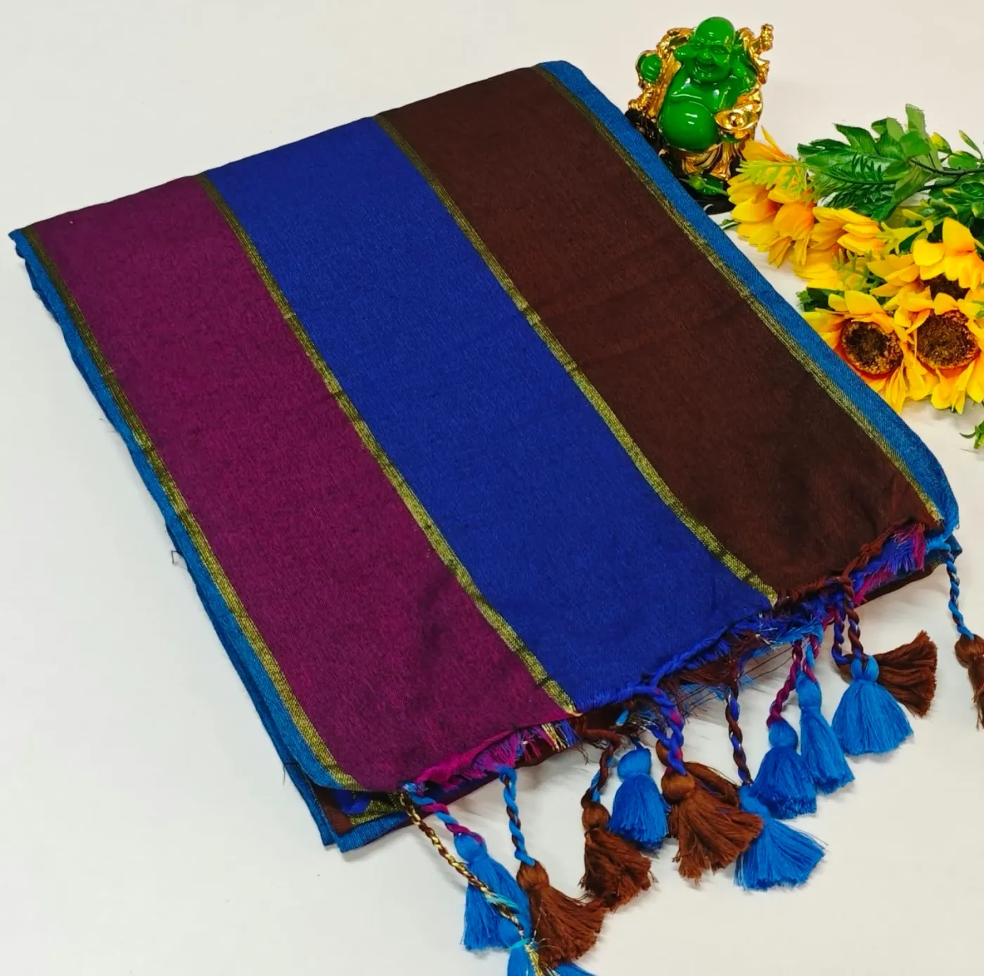 Gorgeous Rainbow Khadi Cotton Saree